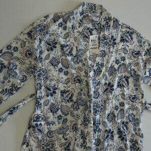 NWT XS Carter club MACYS Paisley floral pattern Tie Pajama Robe Wrap Long